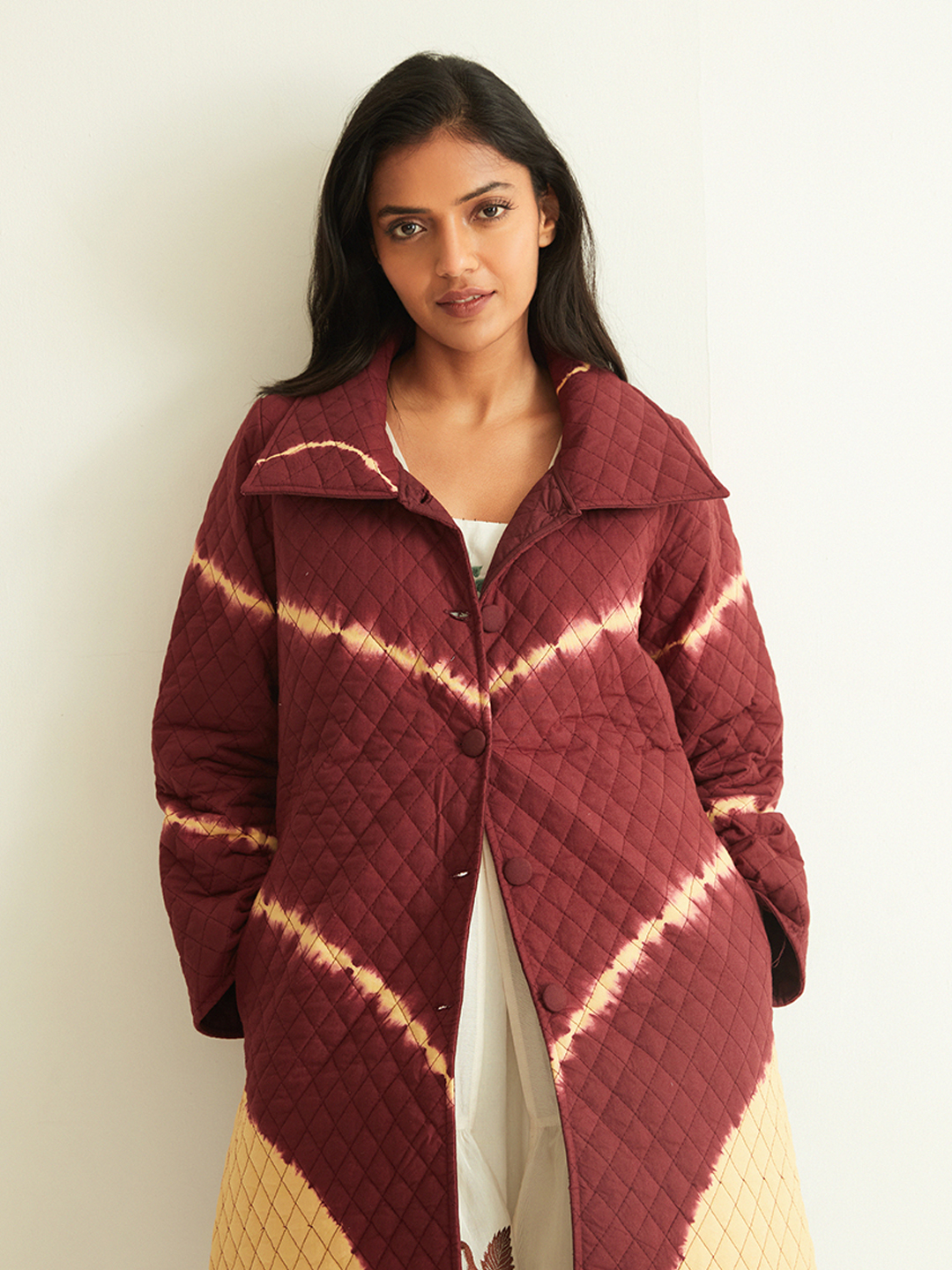 quilted tie coat